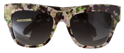 Dolce &amp; Gabbana Schwarze DG4231F florale Acetat-Sonnenbrille mit rechteckigen Farbtönen