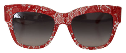 Dolce &amp; Gabbana Rote DG4231F Spitzen-Acetat-Sonnenbrille mit rechteckigem Schirm