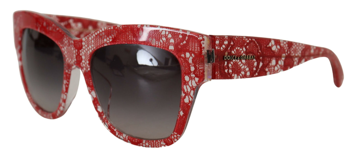 Dolce &amp; Gabbana Rote DG4231F Spitzen-Acetat-Sonnenbrille mit rechteckigem Schirm