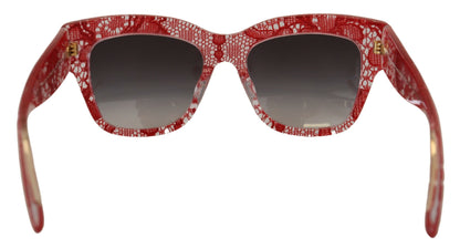 Dolce &amp; Gabbana Rote DG4231F Spitzen-Acetat-Sonnenbrille mit rechteckigem Schirm