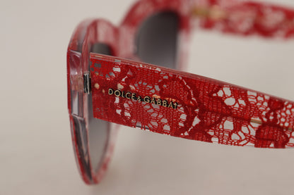 Dolce &amp; Gabbana Rote DG4231F Spitzen-Acetat-Sonnenbrille mit rechteckigem Schirm