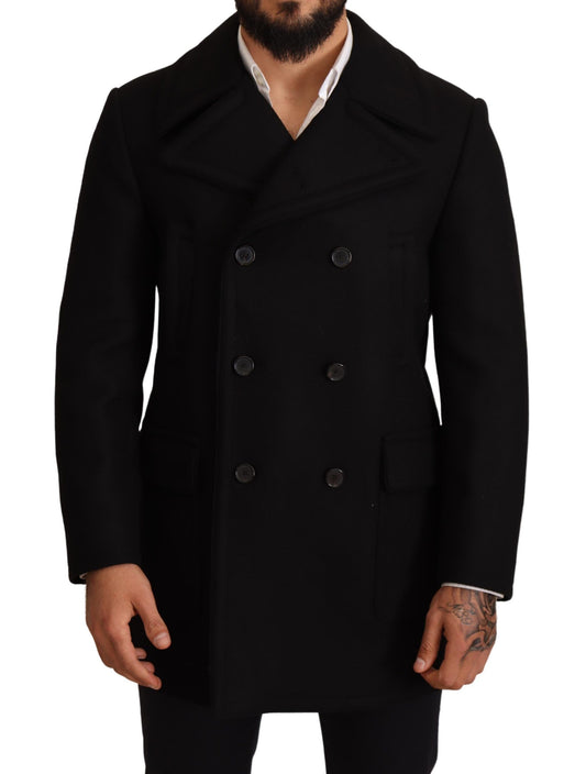 Dolce & Gabbana Elegant Black Double Breasted Trench Coat