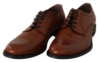 Dolce &amp; Gabbana Braune Leder-Schnürschuhe für Herren, formelle Derby-Schuhe