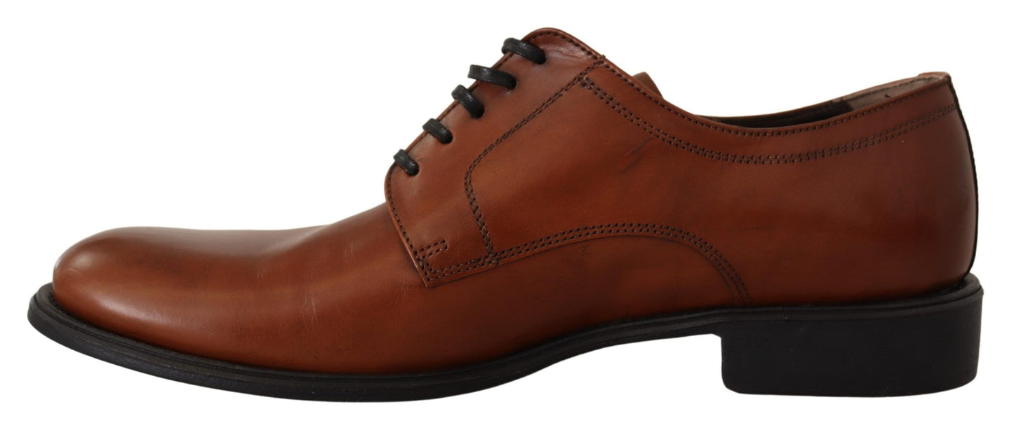 Dolce &amp; Gabbana Braune Leder-Schnürschuhe für Herren, formelle Derby-Schuhe