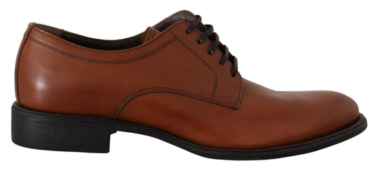 Dolce &amp; Gabbana Braune Leder-Schnürschuhe für Herren, formelle Derby-Schuhe