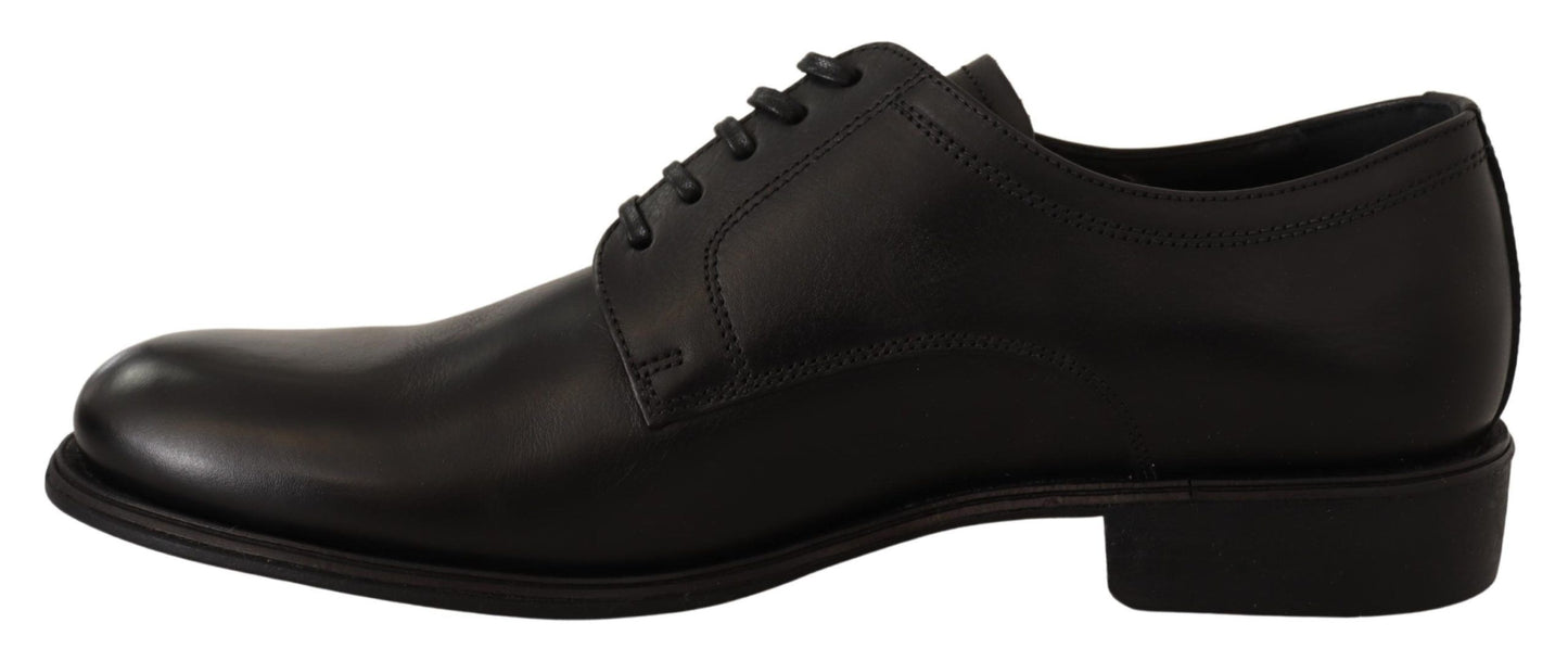 Dolce &amp; Gabbana Herren-Derby-Schuhe aus schwarzem Leder zum Schnüren