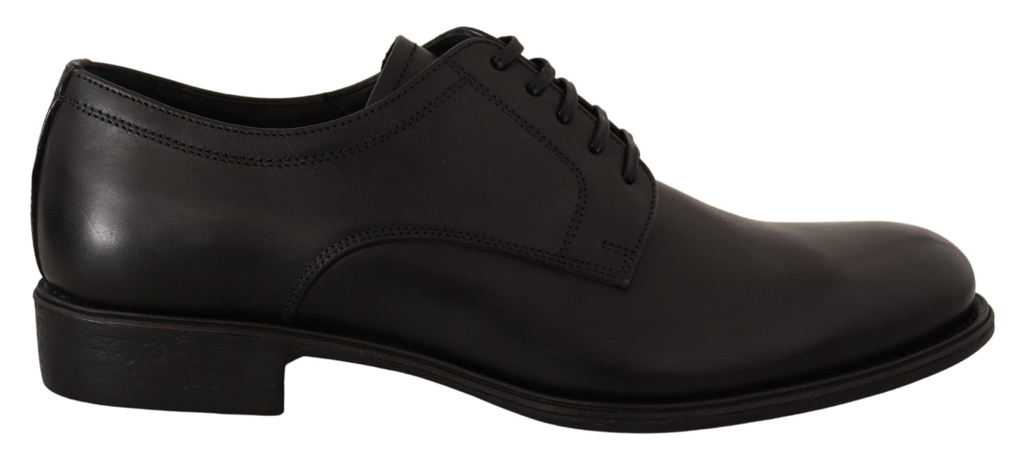 Dolce &amp; Gabbana Herren-Derby-Schuhe aus schwarzem Leder zum Schnüren