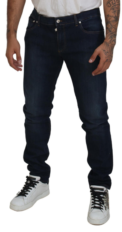 Dolce &amp; Gabbana Dunkelblaue Skinny-Denim-Jeans aus Baumwollstretch