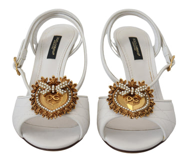 Dolce &amp; Gabbana Weiße Devotion verzierte Sandalenschuhe