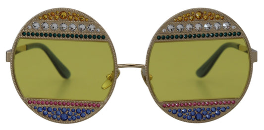 Dolce &amp; Gabbana Gold Oval Metal Crystals Shades DG2209B Sonnenbrille