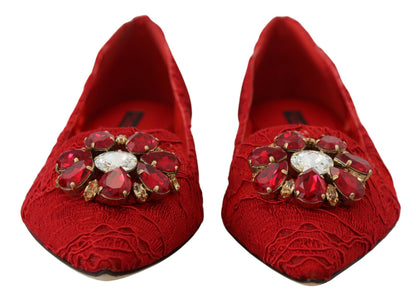 Dolce &amp; Gabbana Rote Taormina Crystals Loafers Flats Schuhe