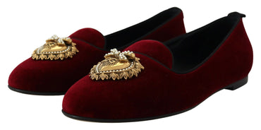 Dolce & Gabbana Bordeaux Velvet Devotion Loafers