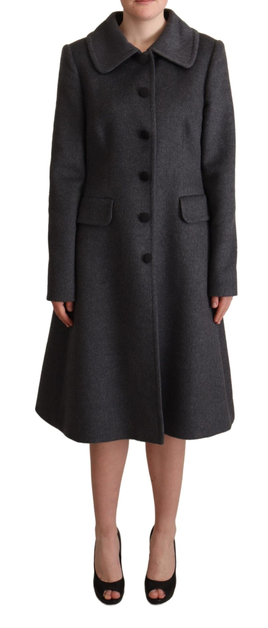 Dolce & Gabbana Elegant Gray Cashmere Trench Coat