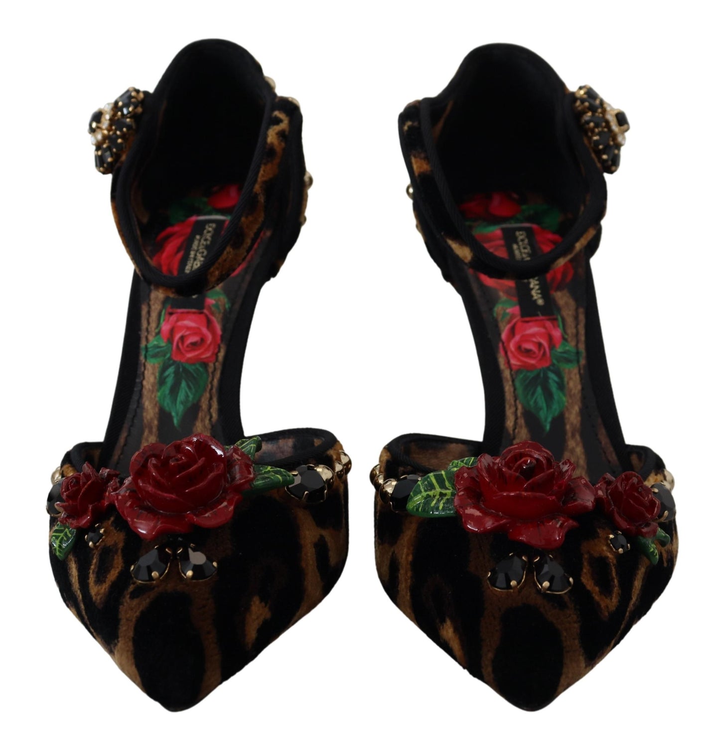 Dolce &amp; Gabbana Braune, verzierte Heels-Schuhe mit Leopardenmuster