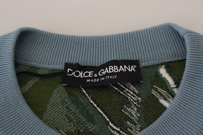 Dolce &amp; Gabbana Mehrfarbiger Dschungel-Wollpullover mit Logo-Pullover