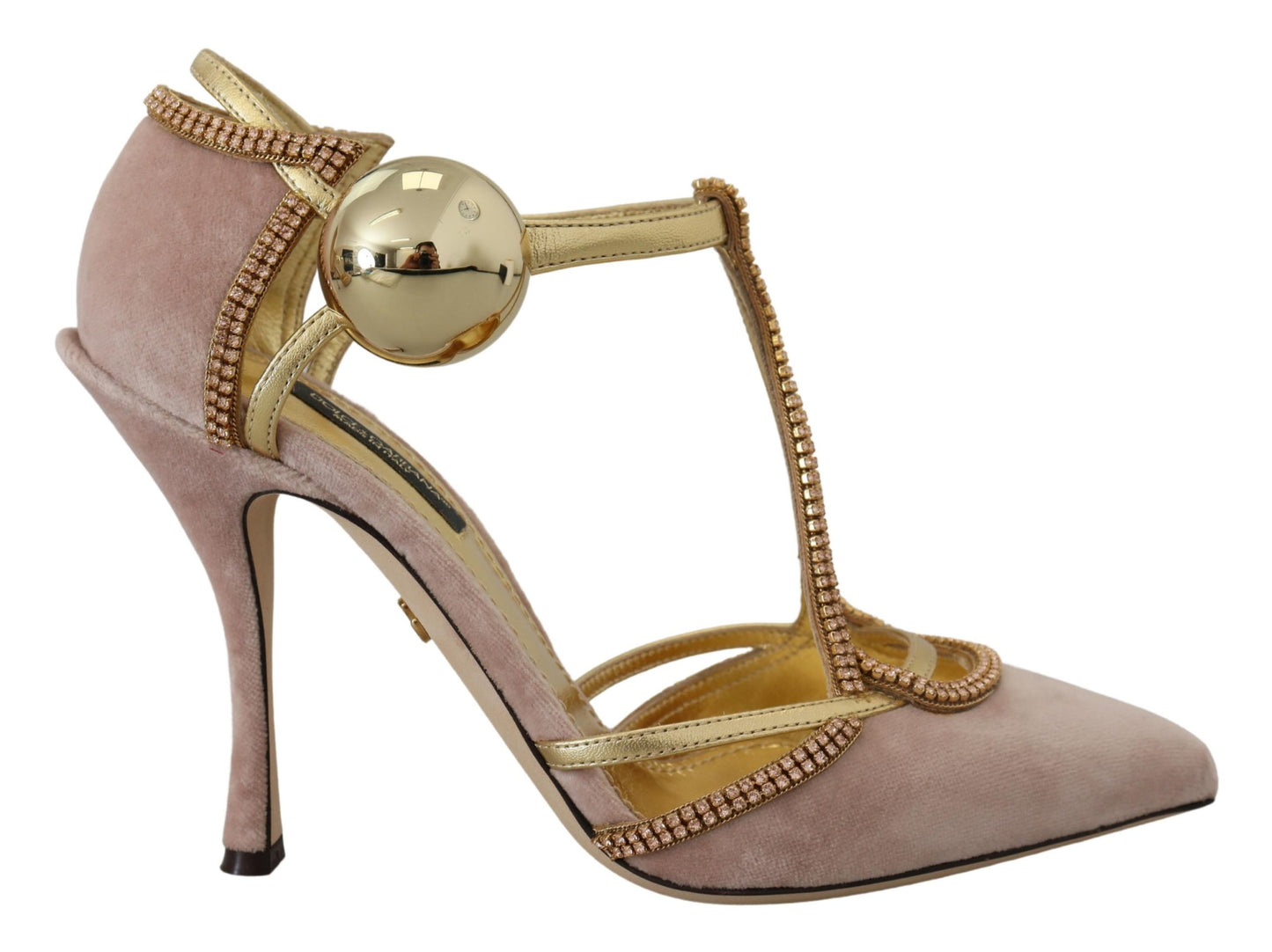 Dolce &amp; Gabbana Pumps mit rosa Kristallen und T-Riemen