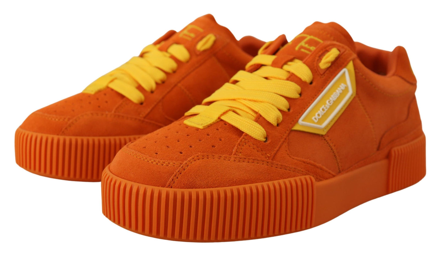 Dolce &amp; Gabbana Orange Leder PJ Tucker Sneakers Schuhe