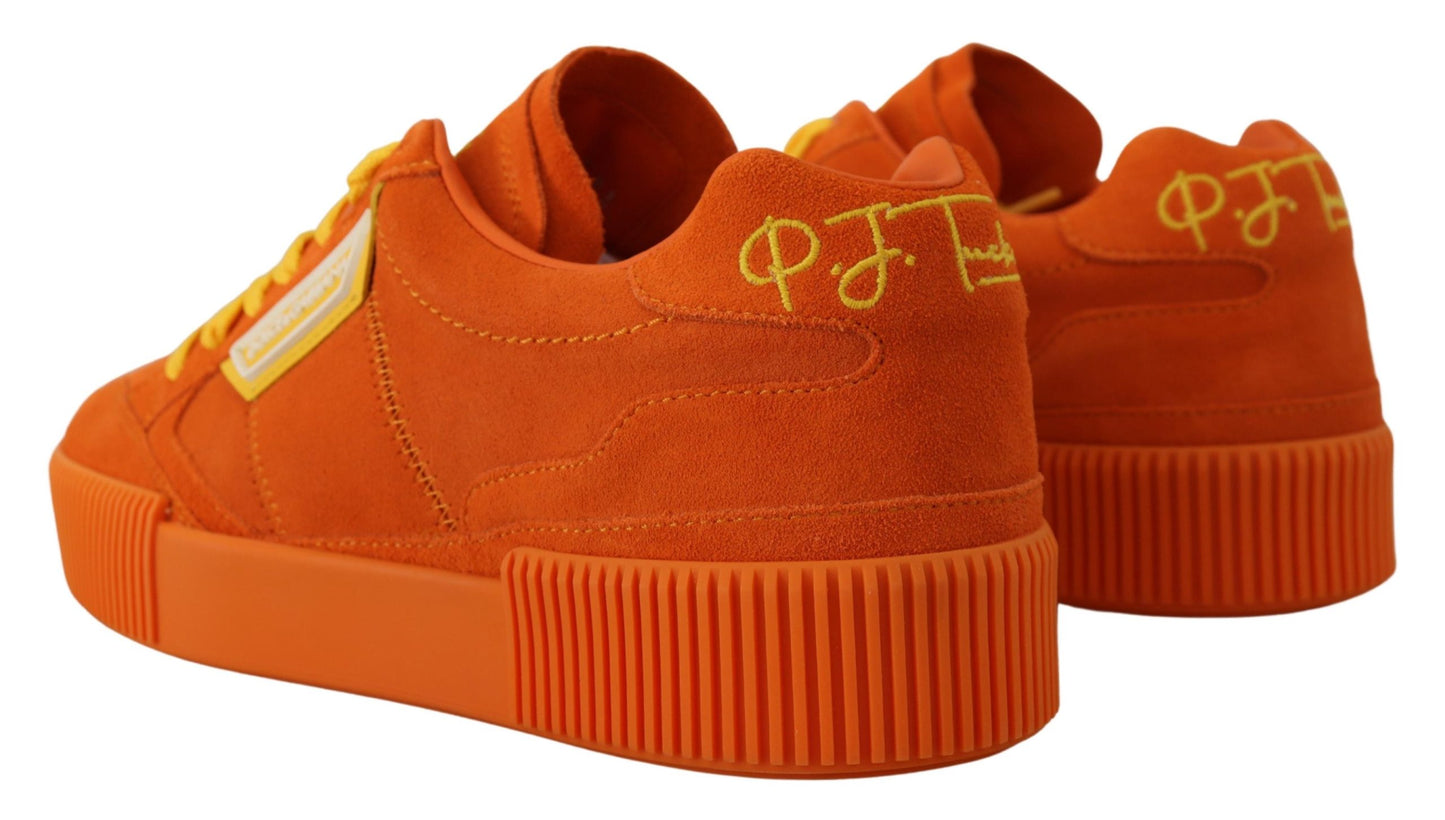 Dolce &amp; Gabbana Orange Leder PJ Tucker Sneakers Schuhe