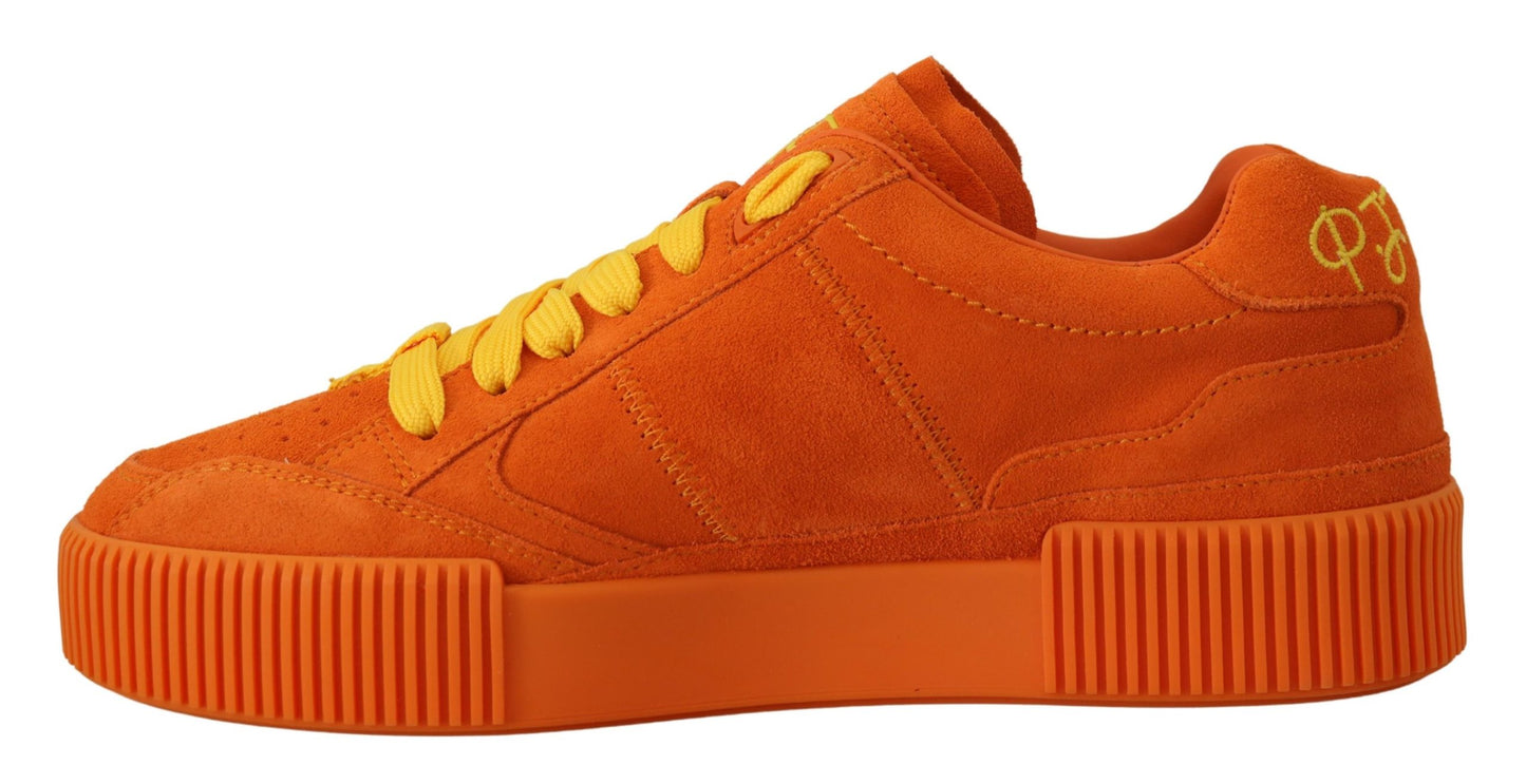 Dolce &amp; Gabbana Orange Leder PJ Tucker Sneakers Schuhe