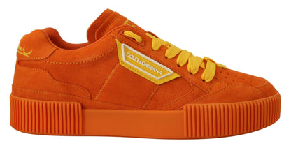 Dolce &amp; Gabbana Orange Leder PJ Tucker Sneakers Schuhe