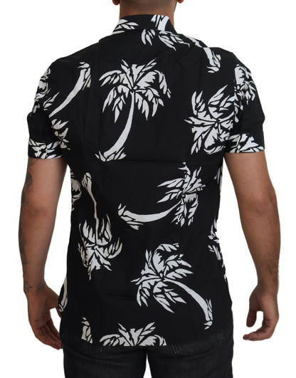 Dolce & Gabbana Elegant Black Palm Tree Print Casual Shirt