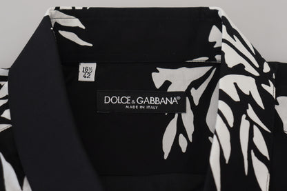 Dolce & Gabbana Elegant Black Palm Tree Print Casual Shirt