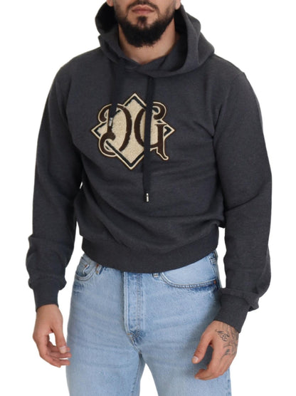 Dolce &amp; Gabbana Grauer Kapuzenpullover aus Baumwolle mit Logo