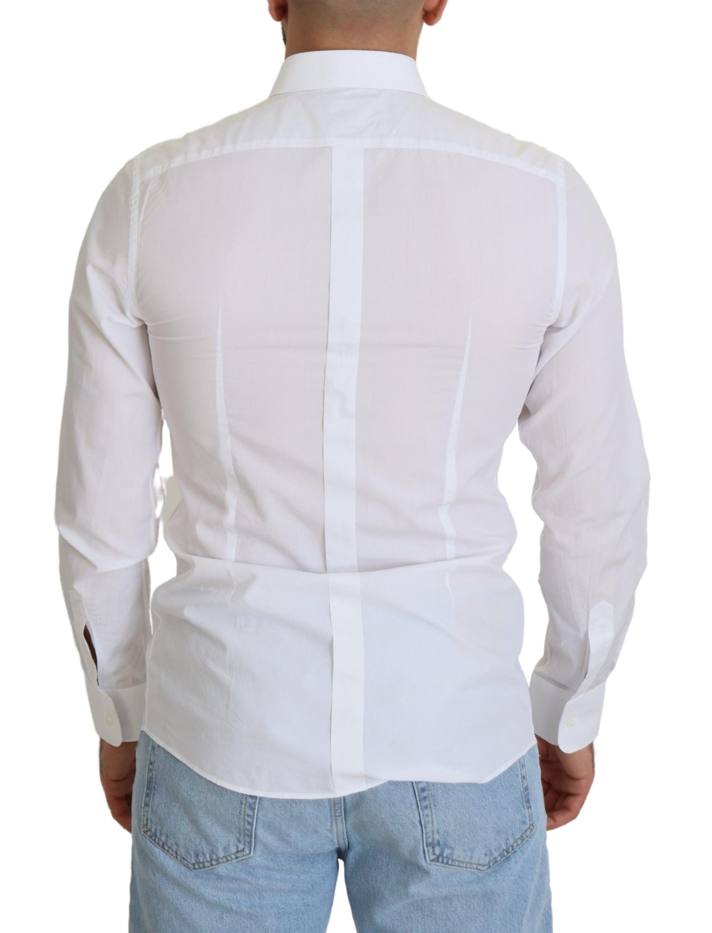 Dolce & Gabbana Elegant White Cotton Poplin Slim Fit Shirt