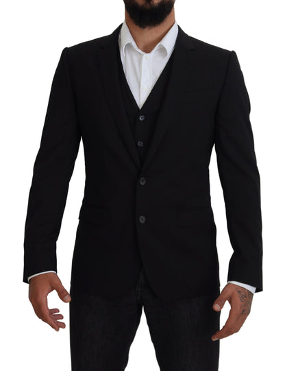 Dolce &amp; Gabbana Schwarze Jacke Weste 2-teiliger MARTINI-Blazer