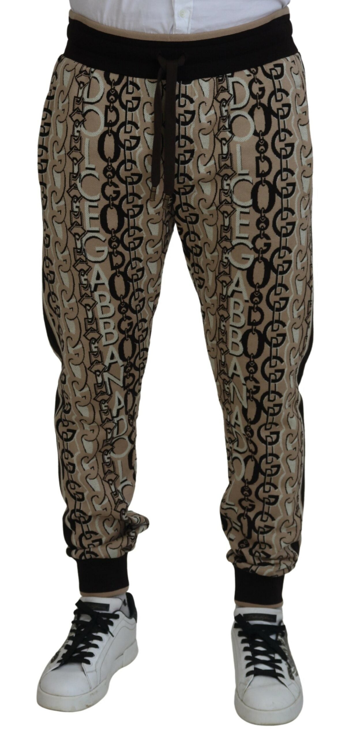 Dolce &amp; Gabbana Beige Jogginghose aus Baumwolle mit Logo-Print