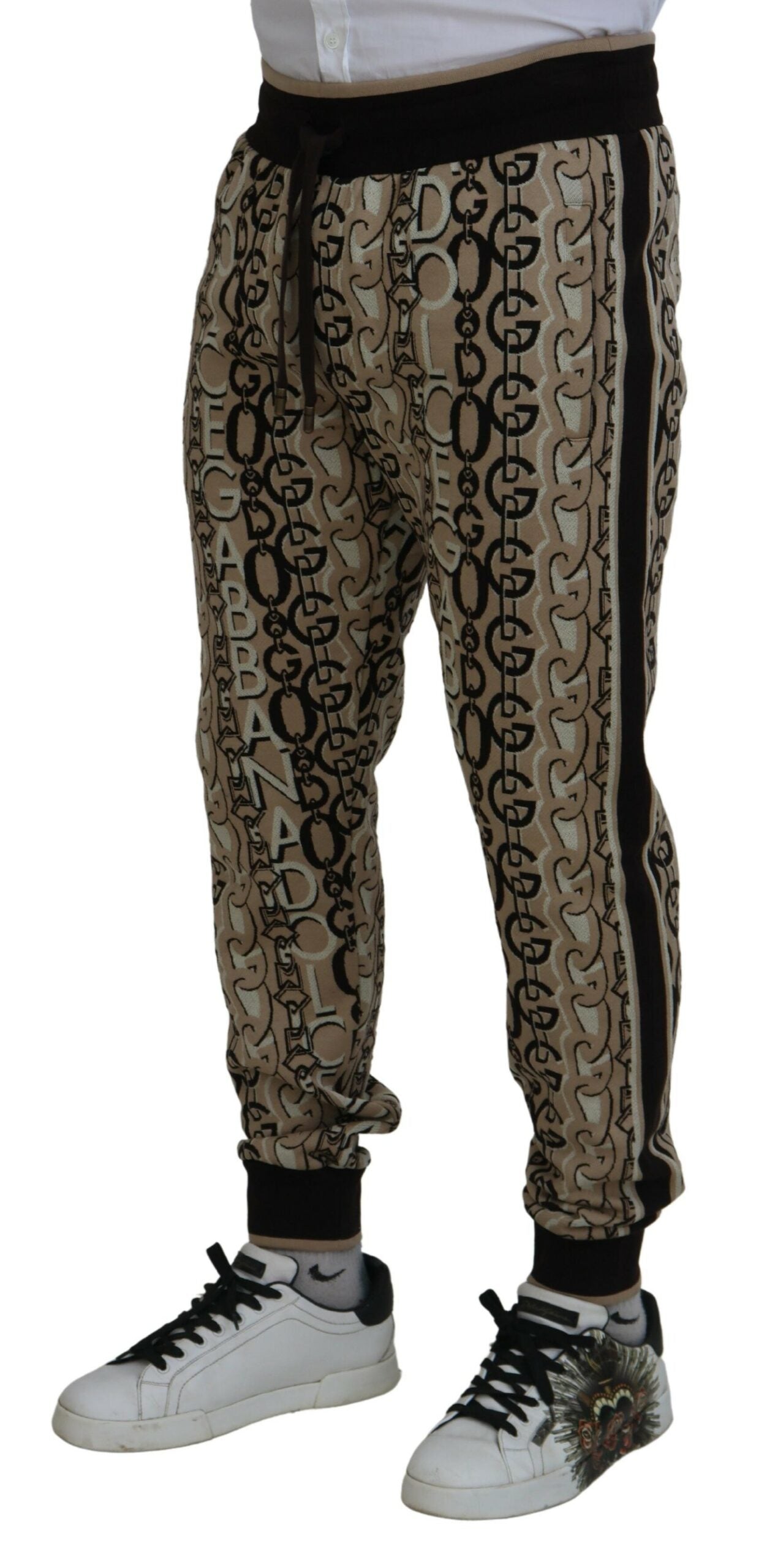 Dolce &amp; Gabbana Beige Jogginghose aus Baumwolle mit Logo-Print