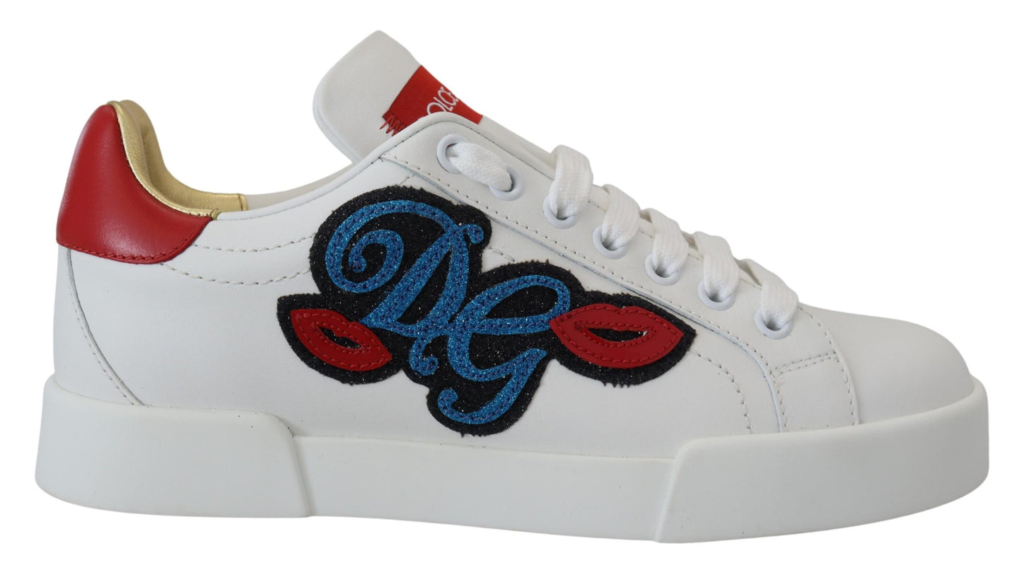 Dolce &amp; Gabbana Weiße Portofino-Logo-Klassiker-Sneaker-Schuhe