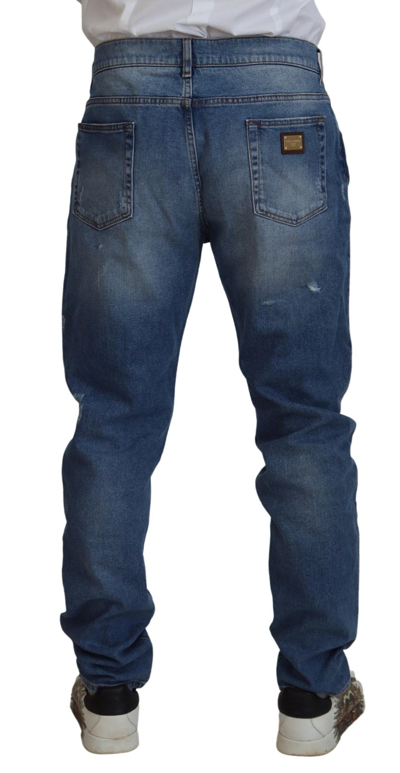 Dolce &amp; Gabbana Blau gewaschene Skinny-Jeans aus Baumwolldenim