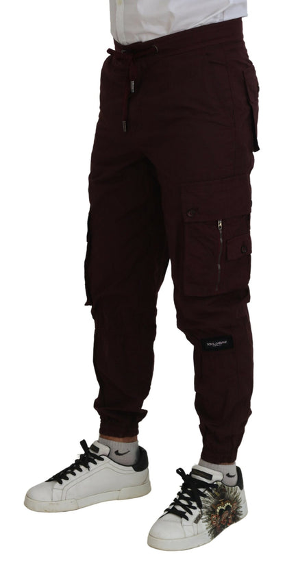 Dolce &amp; Gabbana Cargo-Jogger-Jogginghose aus bordeauxroter Baumwolle