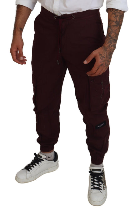 Dolce &amp; Gabbana Cargo-Jogger-Jogginghose aus bordeauxroter Baumwolle