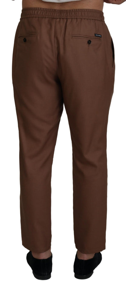 Dolce & Gabbana Chic Brown Cashmere-Silk Jogger Pants