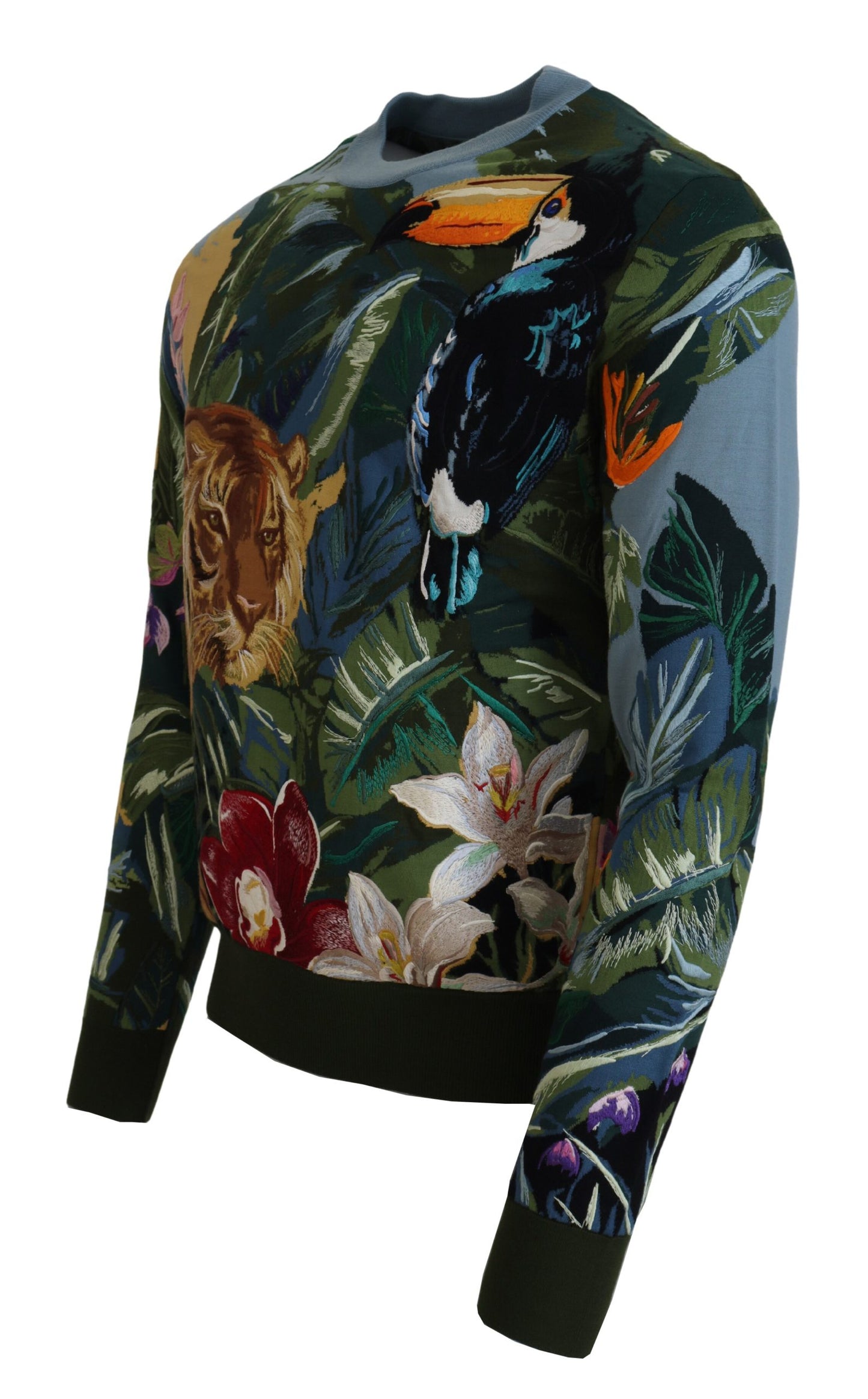 Dolce &amp; Gabbana Jungle Woll-Seidenpullover mit Logo-Pullover