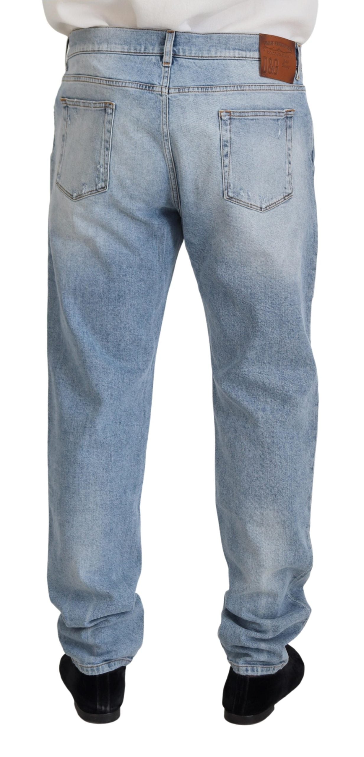 Dolce &amp; Gabbana Hellblaue Denim-Jeans aus gewaschener Baumwolle