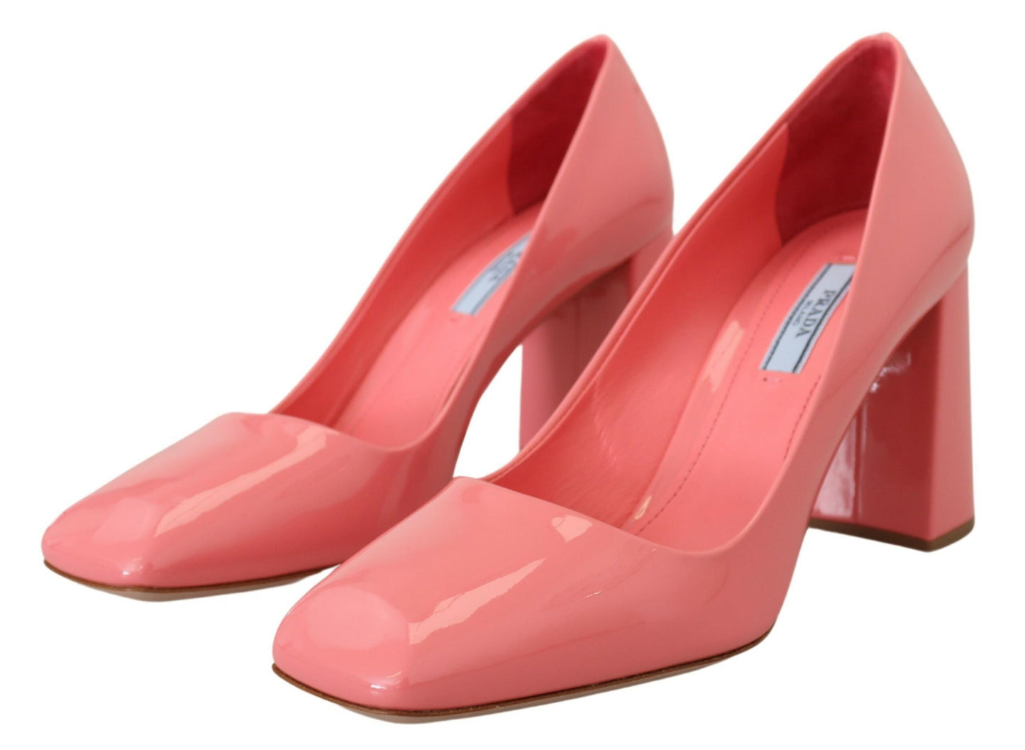 Prada Pink Lackleder-Pumps mit Blockabsatz, klassisch