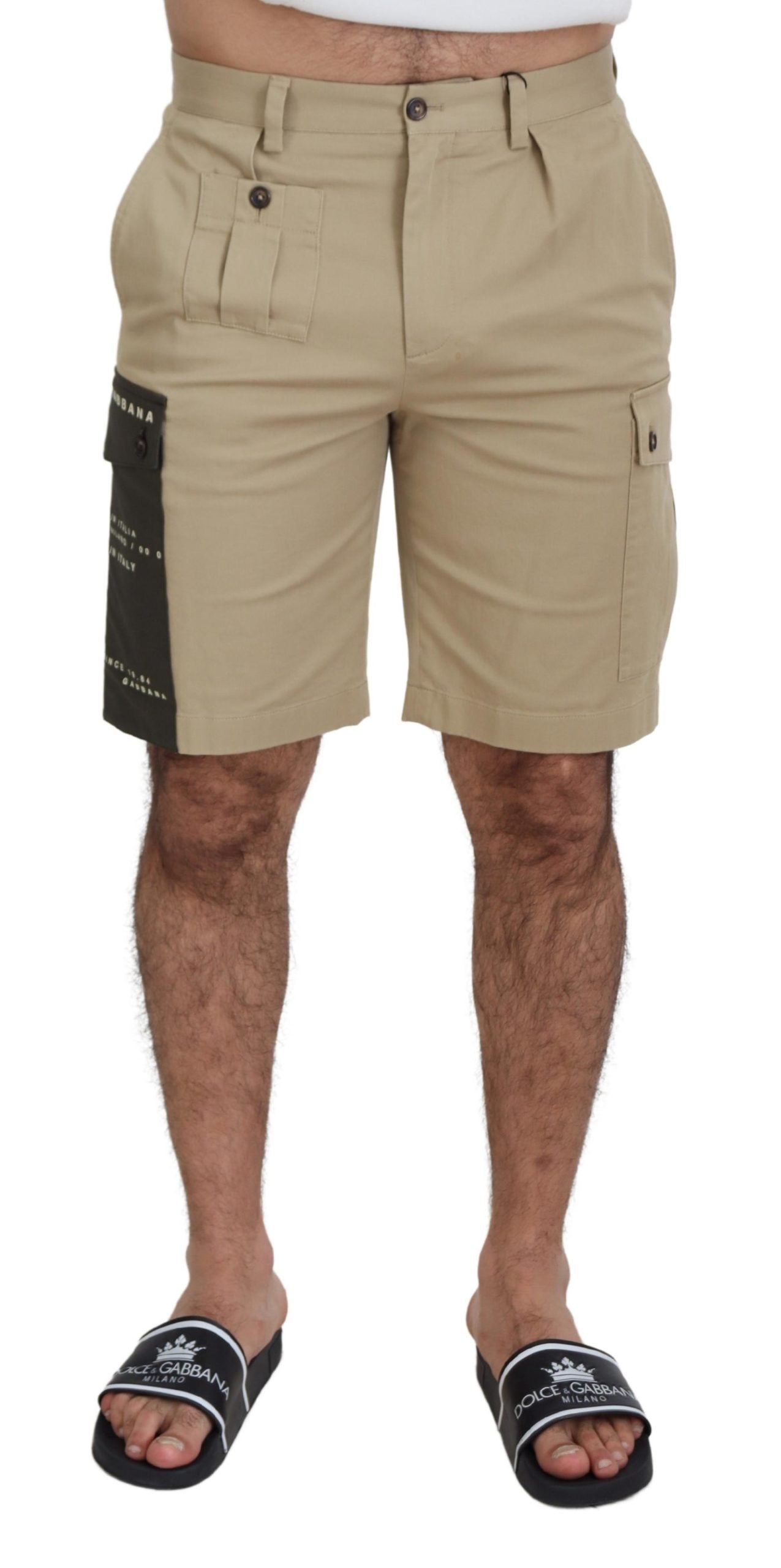 Beige Baumwoll-Cargo-Bermudashorts von Dolce &amp; Gabbana