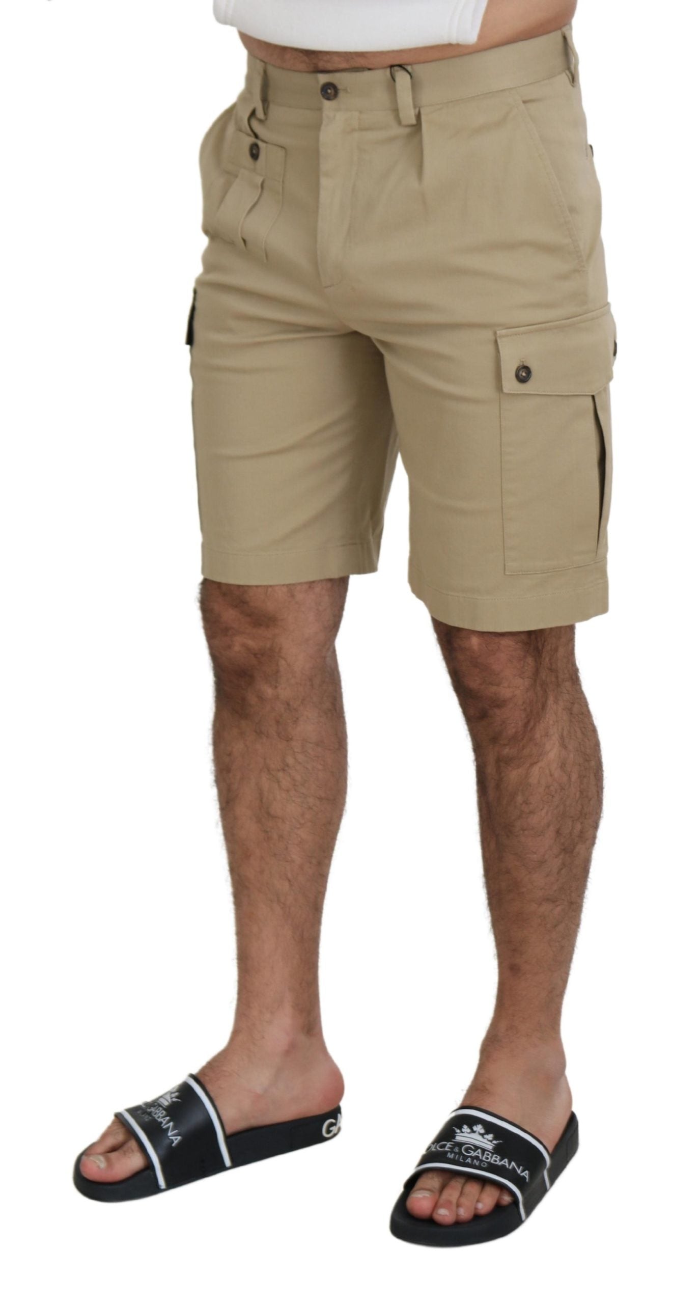 Beige Baumwoll-Cargo-Bermudashorts von Dolce &amp; Gabbana