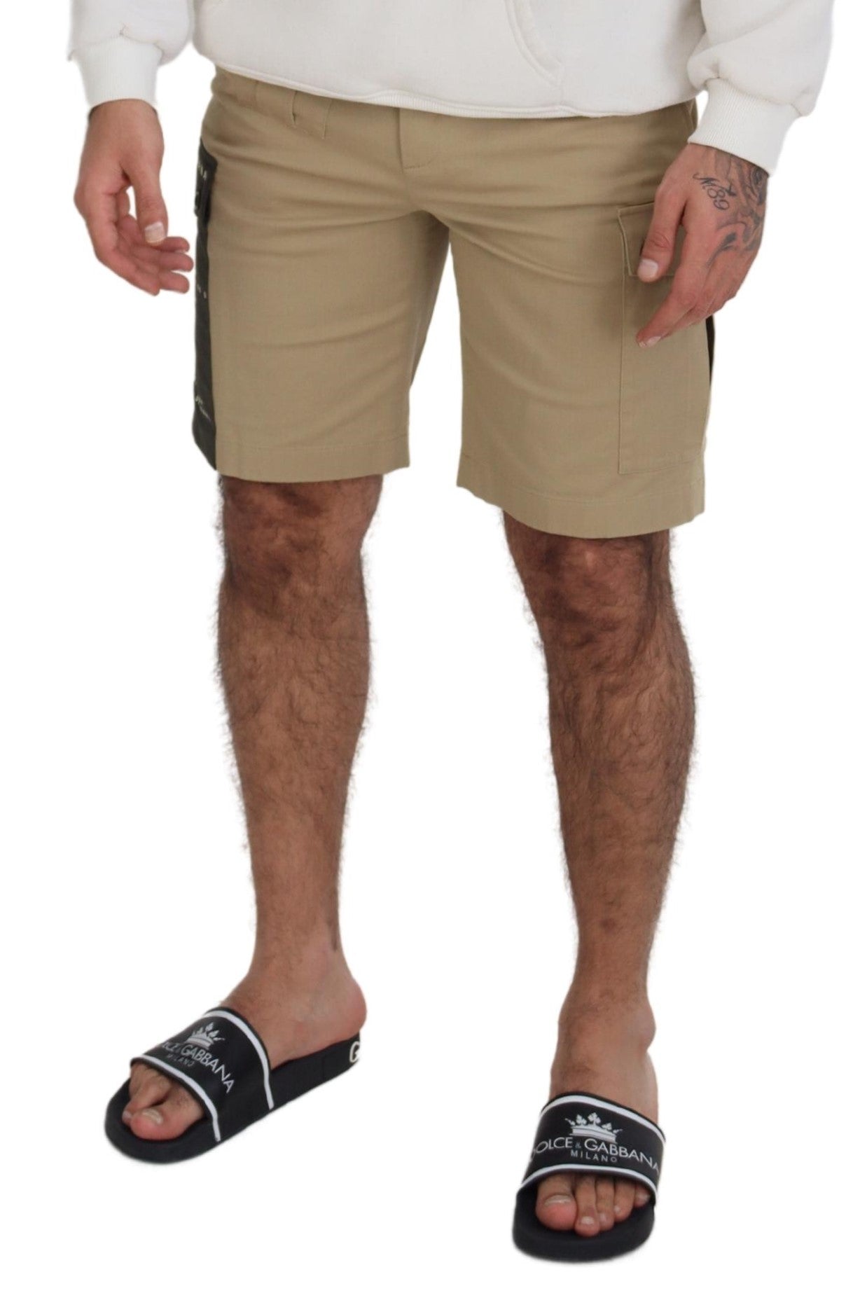 Beige Baumwoll-Cargo-Bermudashorts von Dolce &amp; Gabbana