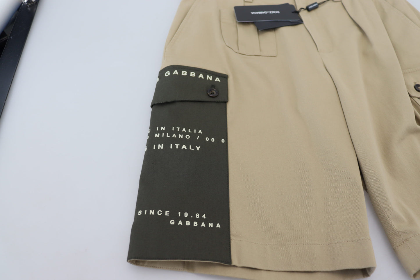 Beige Baumwoll-Cargo-Bermudashorts von Dolce &amp; Gabbana