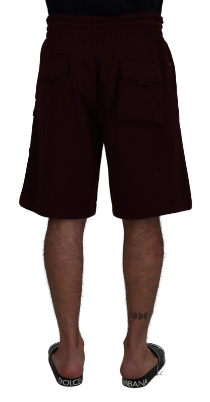 Dolce &amp; Gabbana Maroon Bermuda Cargo Herren Shorts