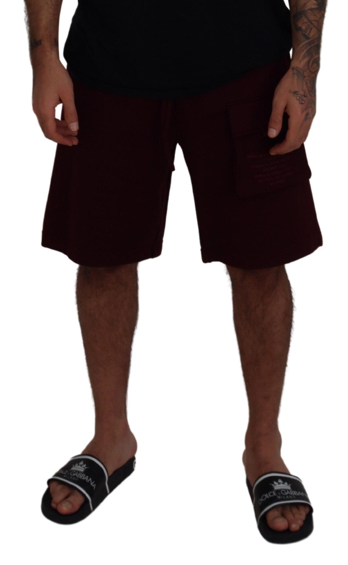 Dolce &amp; Gabbana Maroon Bermuda Cargo Herren Shorts