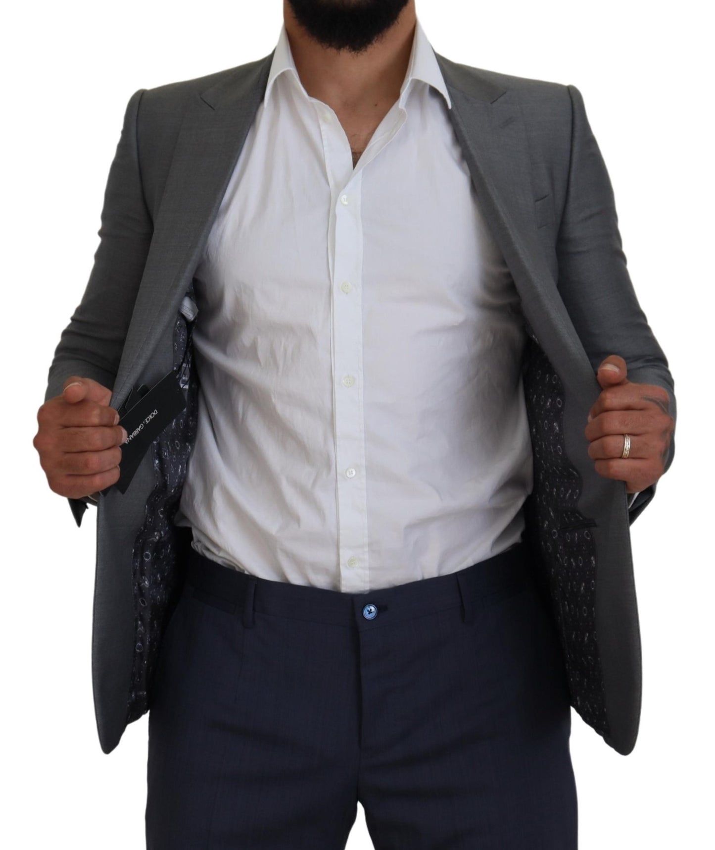 Dolce &amp; Gabbana Slim-Fit-Jackenblazer aus grauer Wolle und Seide