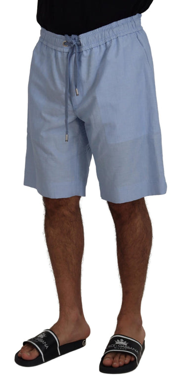 Dolce & Gabbana Elegant Light Blue Linen-Cotton Summer Shorts