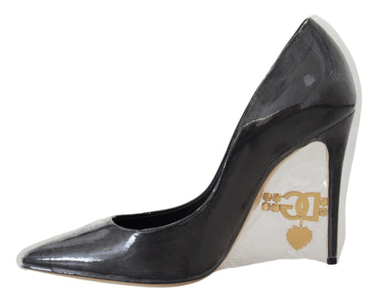 Dolce &amp; Gabbana schwarze Leder-Pumps, mit Kunststoff umwickelte Schuhe