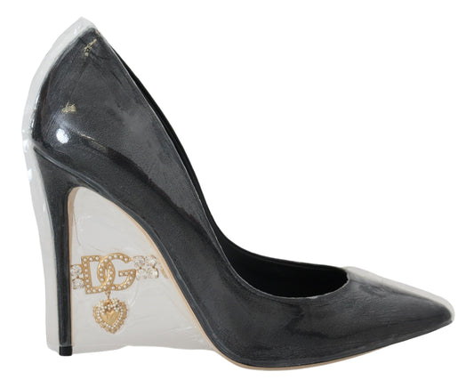 Dolce &amp; Gabbana schwarze Leder-Pumps, mit Kunststoff umwickelte Schuhe