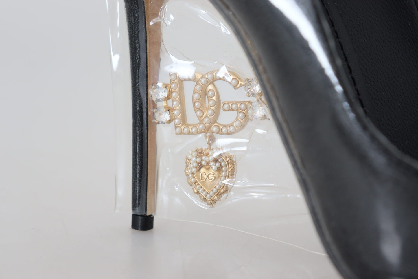 Dolce &amp; Gabbana schwarze Leder-Pumps, mit Kunststoff umwickelte Schuhe